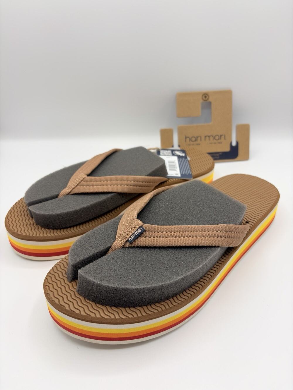 Hari Mari Flip Flops Womens Dunes Sunset Acorn Brown Platform US Sz 9 NEW